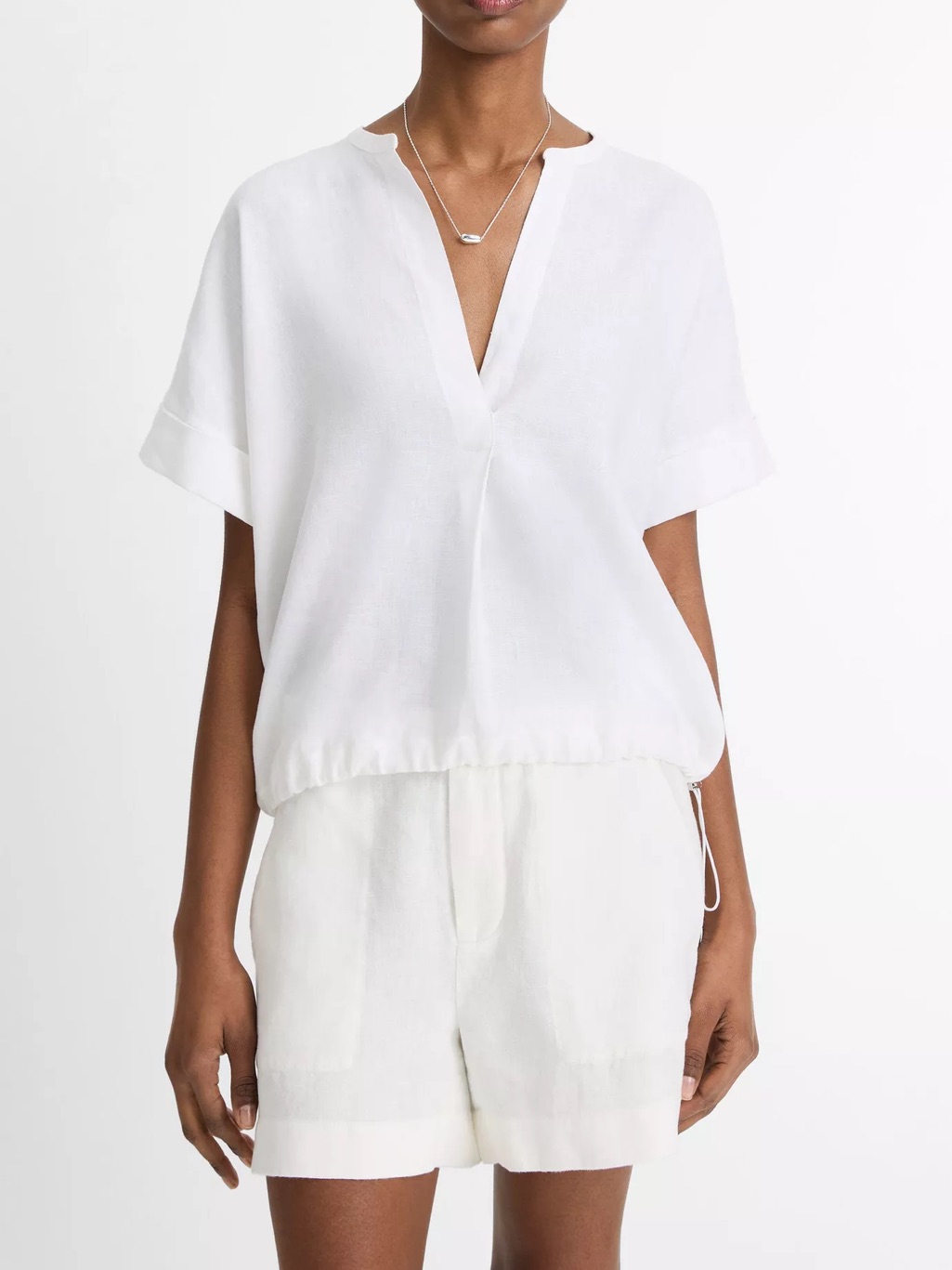 Vince Drawcord-Hem Blouse Quiet Luxury Designer Elevated Basics